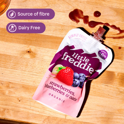 Little Freddie Organic Strawberries, Blueberries & Oats Baby Food Pouch 6+ Months 100g — image 5