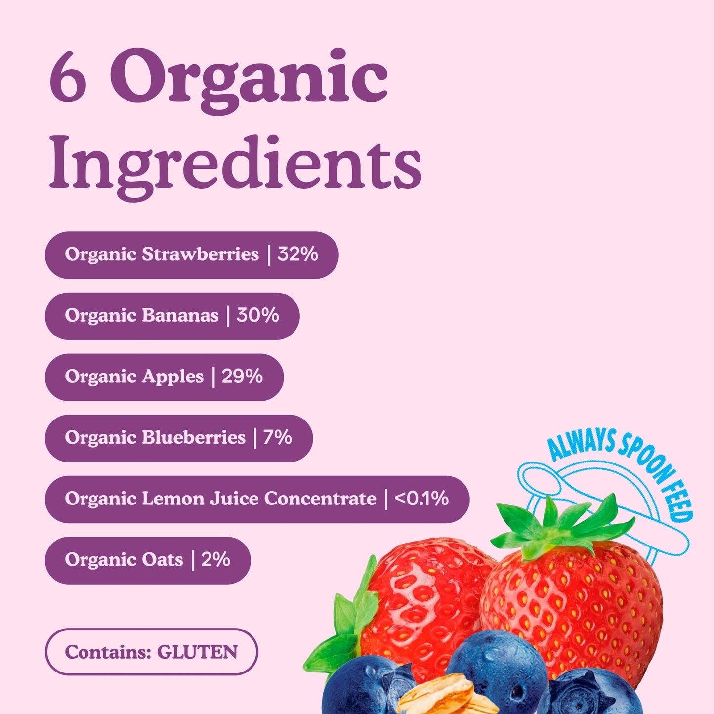 Little Freddie Organic Strawberries, Blueberries & Oats Baby Food Pouch Multipack 6+ Months 6 x 100g — image 3