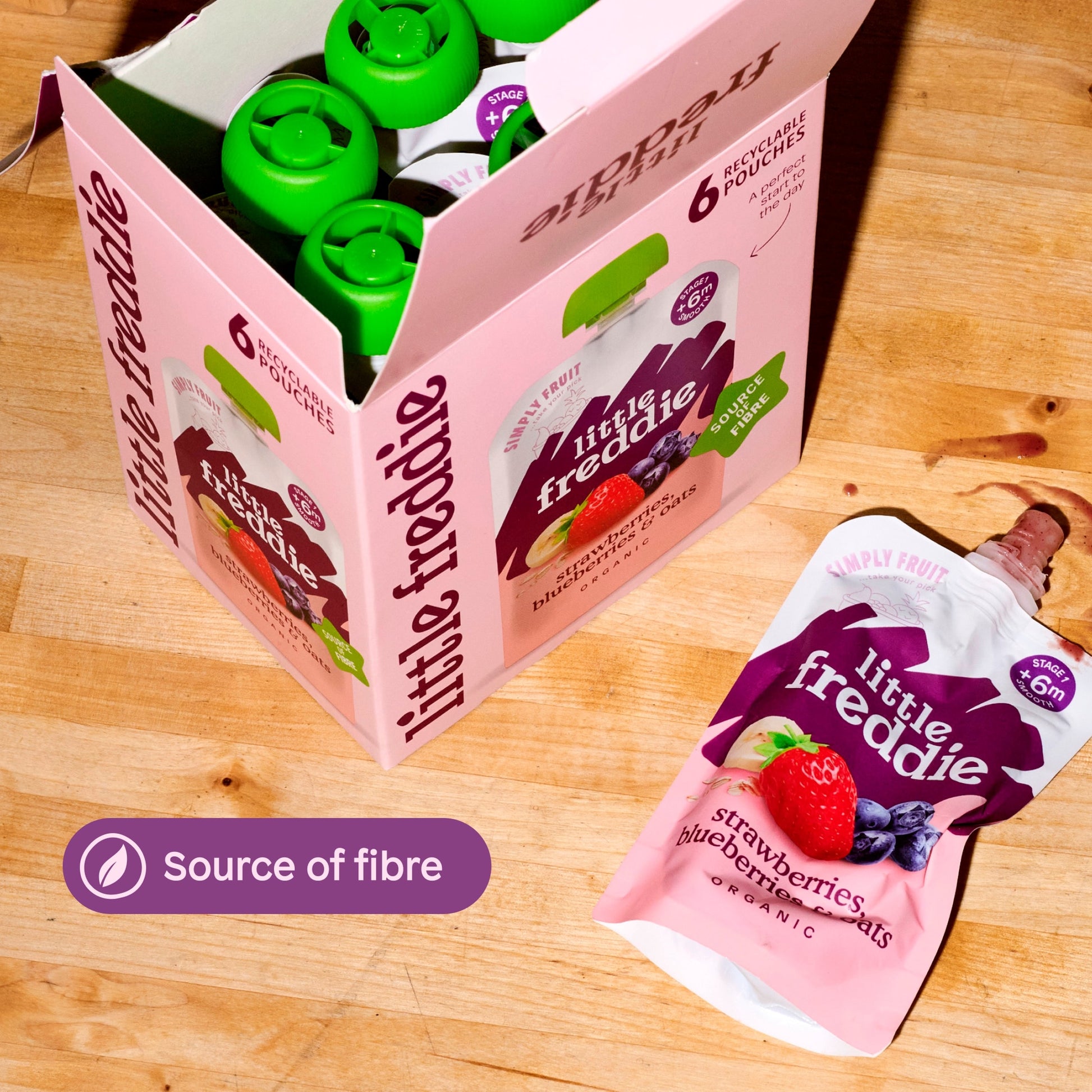 Little Freddie Organic Strawberries, Blueberries & Oats Baby Food Pouch Multipack 6+ Months 6 x 100g — image 5