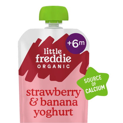 Little Freddie Organic Strawberry & Banana Greek Style Yoghurt Baby Food Pouch 6+ Months 100g — image 1