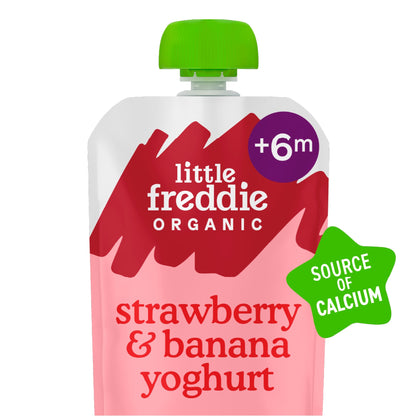 Little Freddie Organic Strawberry & Banana Greek Style Yoghurt Baby Food Pouch 6+ Months 100g — image 2