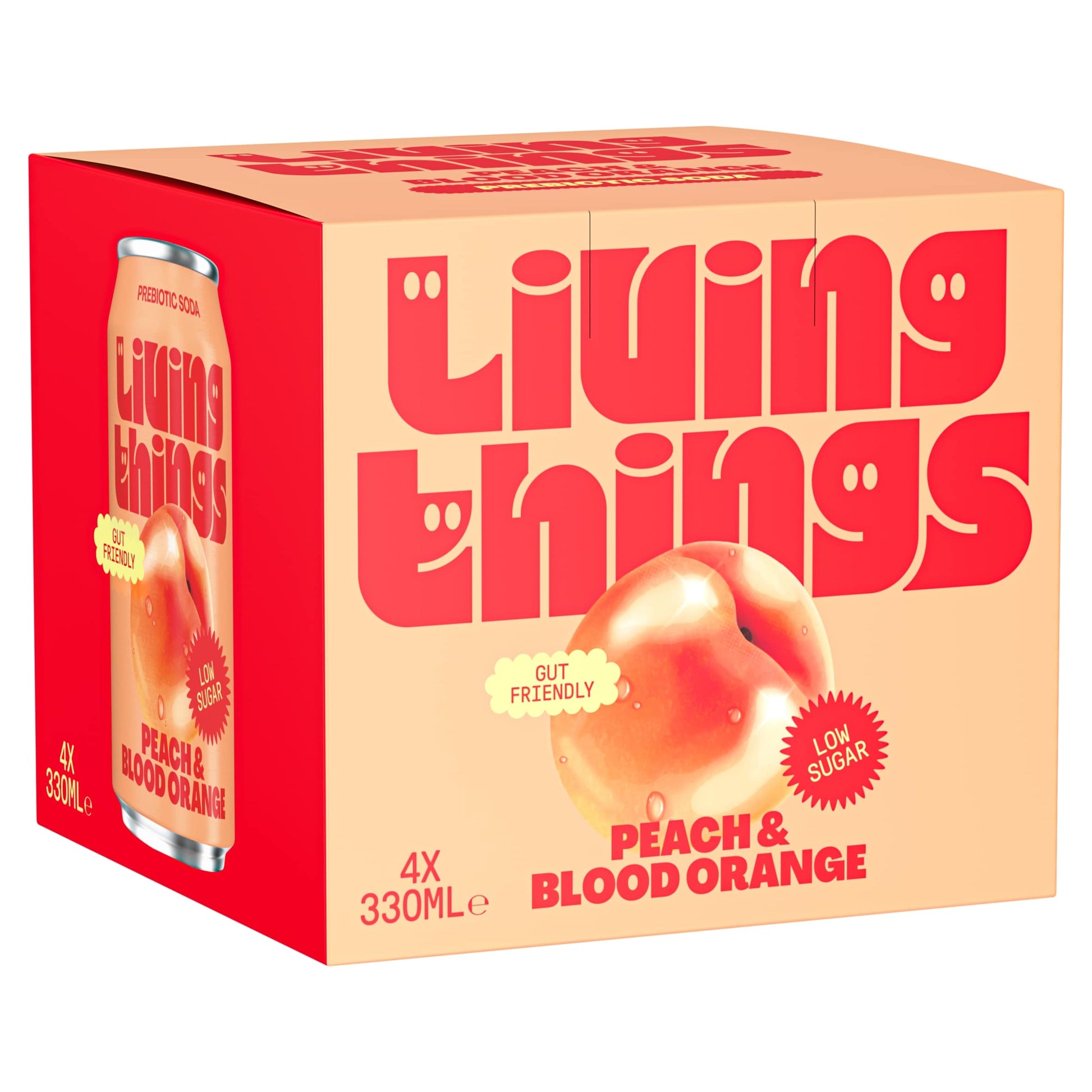 Living Things Peach & Blood Orange Soda 4x 330ml — image 1