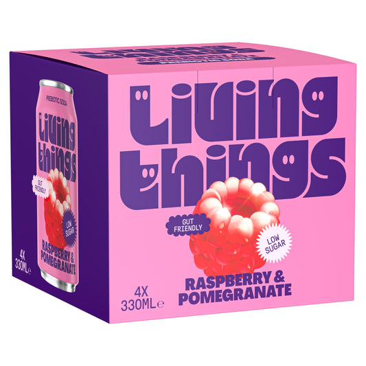Living Things Raspberry & Pomegranate Soda 4x 330ml — image 1