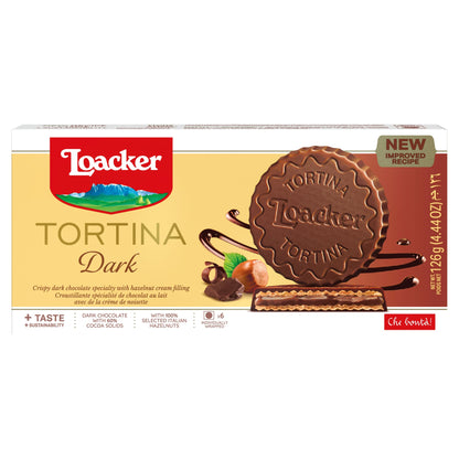 Loacker Tortina Dark Chocolate & Hazelnut Cream Wafer Rounds 6 x 21g — image 1