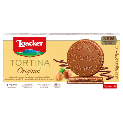 Loacker Tortina Original Milk Chocolate & Hazelnut Cream Wafer Rounds 6 x 21g — image 1
