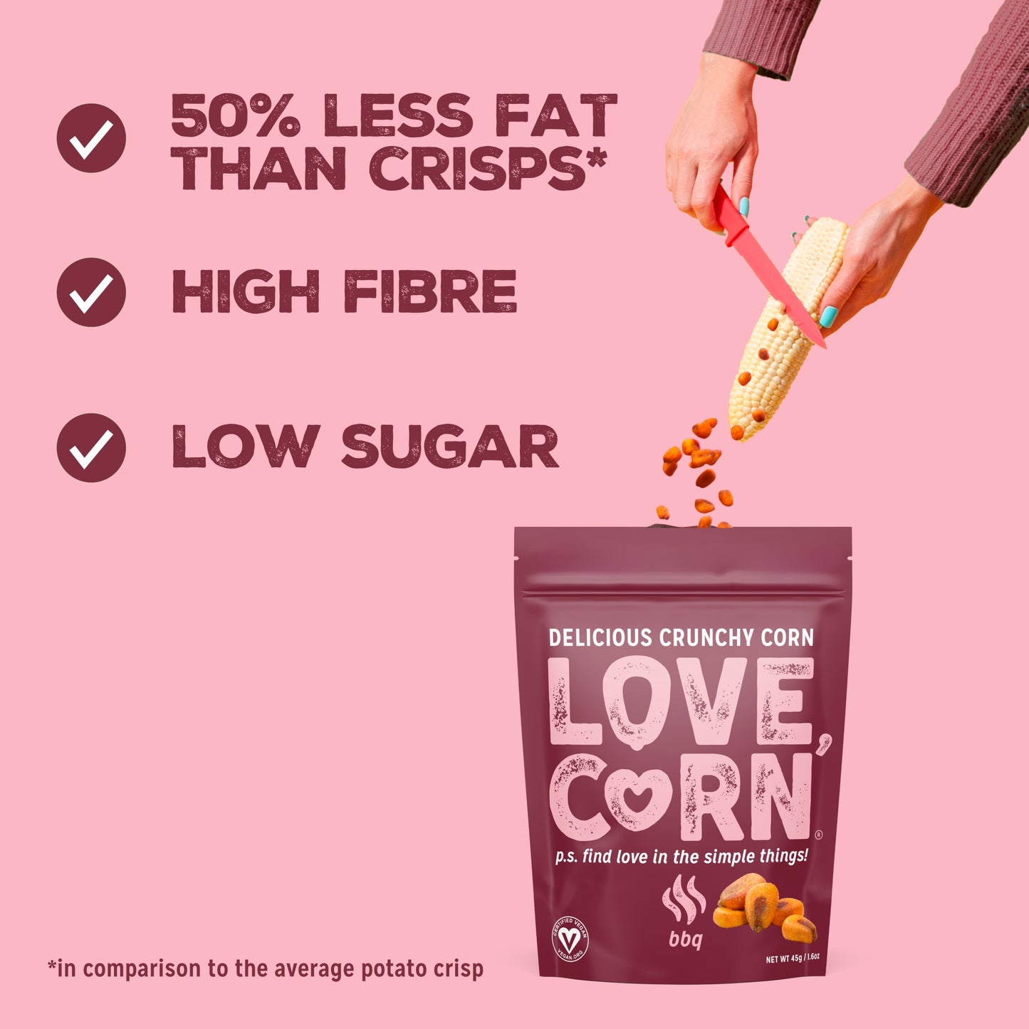 Love,Corn Bbq Roasted Corn Snack 45G — image 2