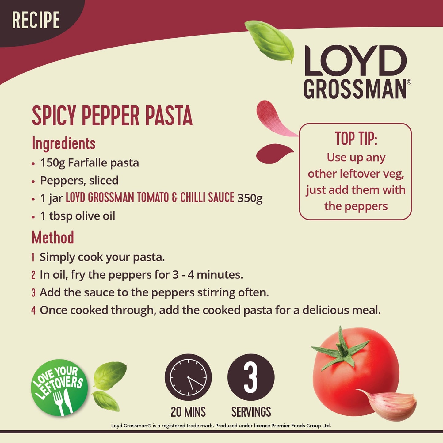 Loyd Grossman Tomato & Chilli Pasta Sauce 350G — image 3