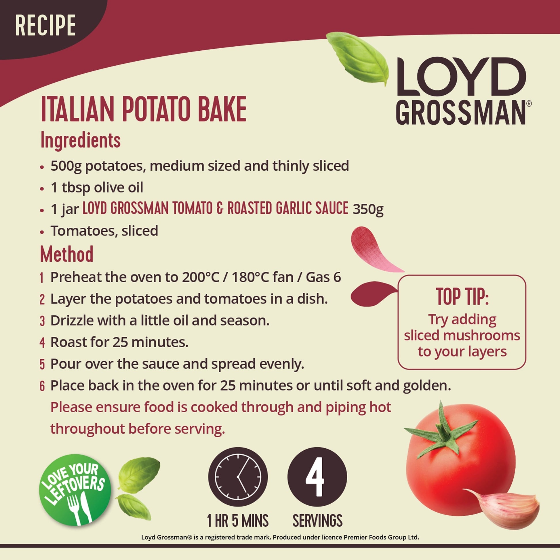 Loyd Grossman Tomato Roasted Garlic Pasta Sauce 350G — image 3