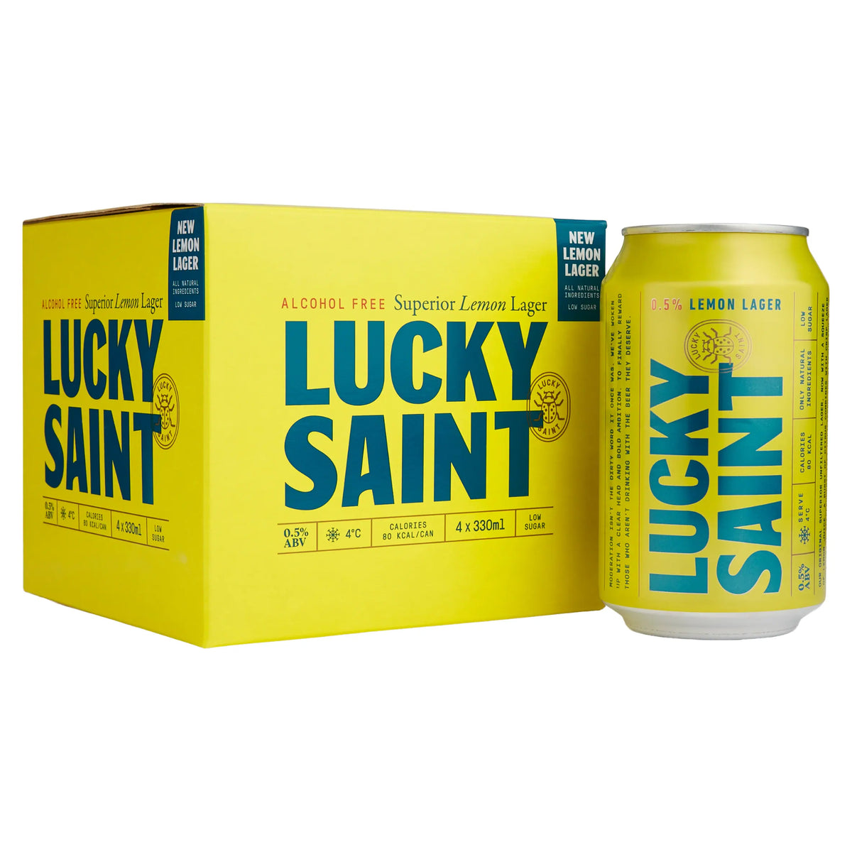 Lucky Saint Alcohol Free Lemon Lager Cans 4x330ml — image 1