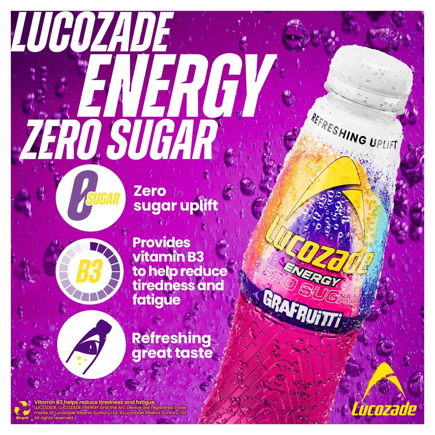 Lucozade Energy Zero Sugar Drink Grafruitti 900ml