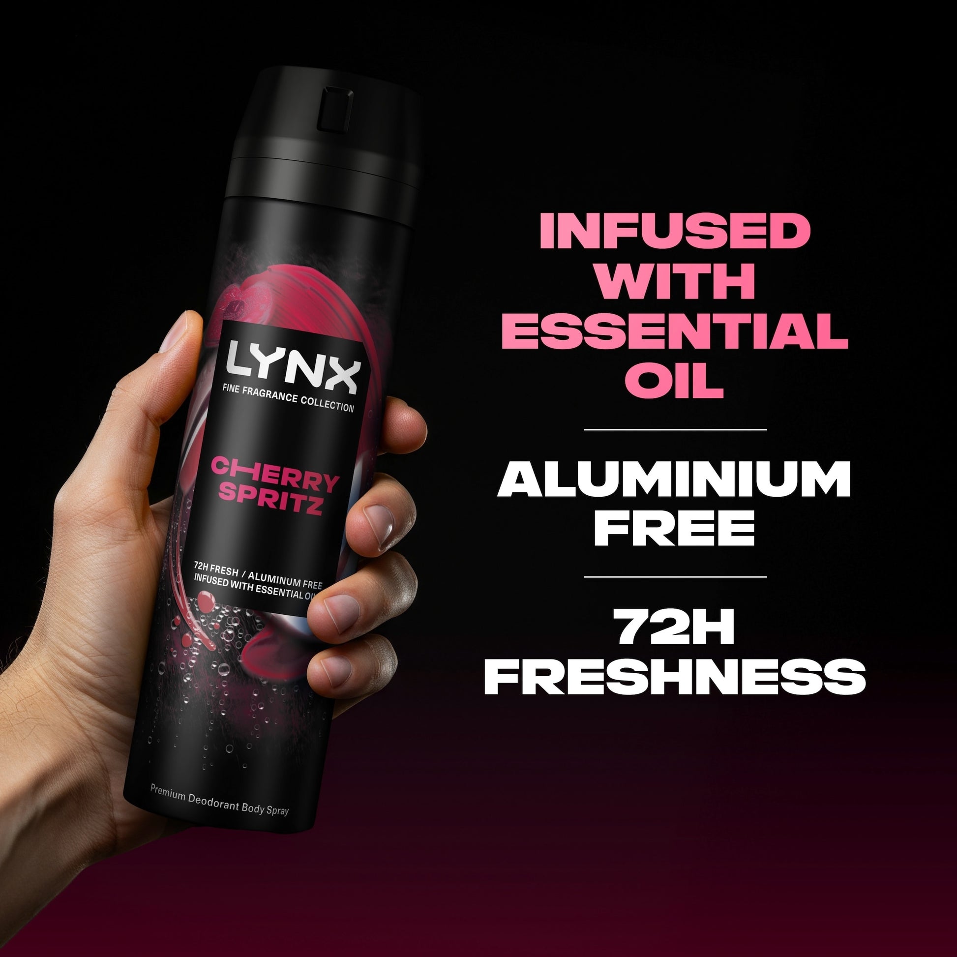 Lynx Cherry Spritz 72h Fine Fragrance Premium Deodorant Bodyspray for Men 200ml — image 4