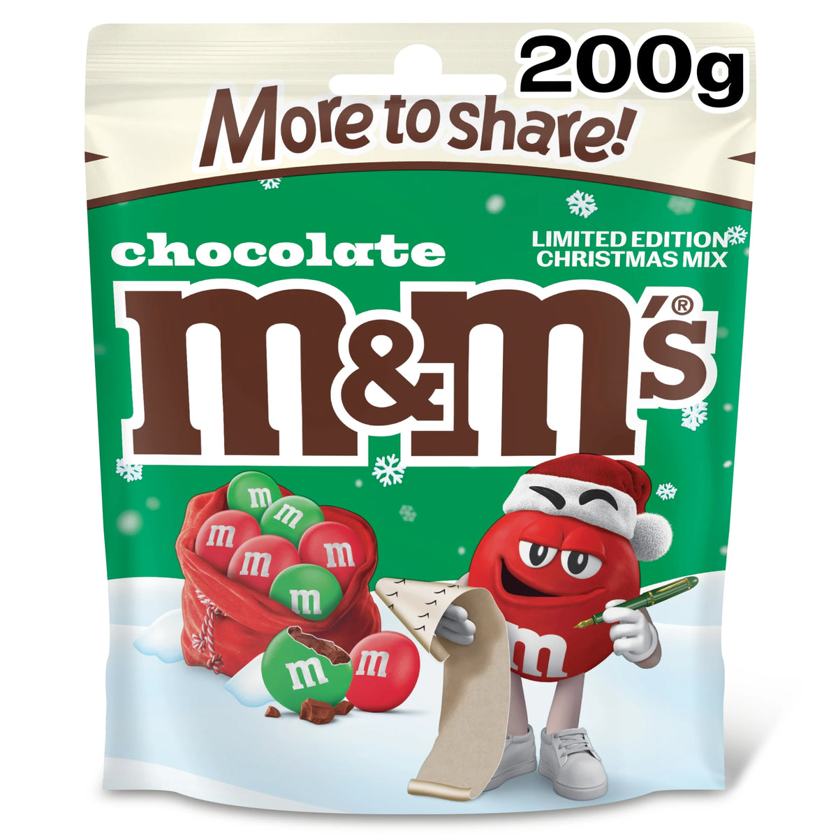 M&M's Milk Chocolate Christmas Mix Limited Edition More To Share 200g — image 1