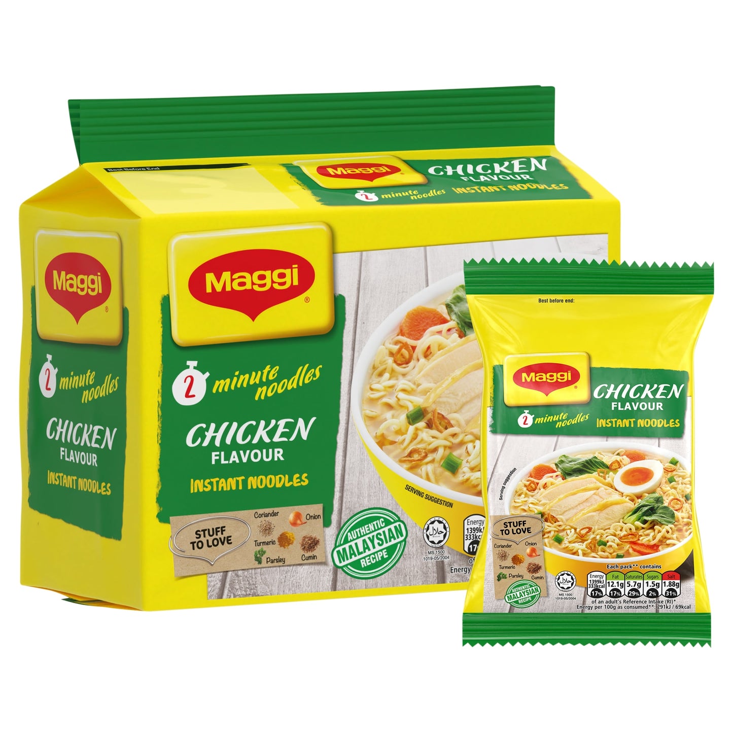 Maggi 2-Minute Instant Noodles - Chicken Flavour 5 x 74g — image 1