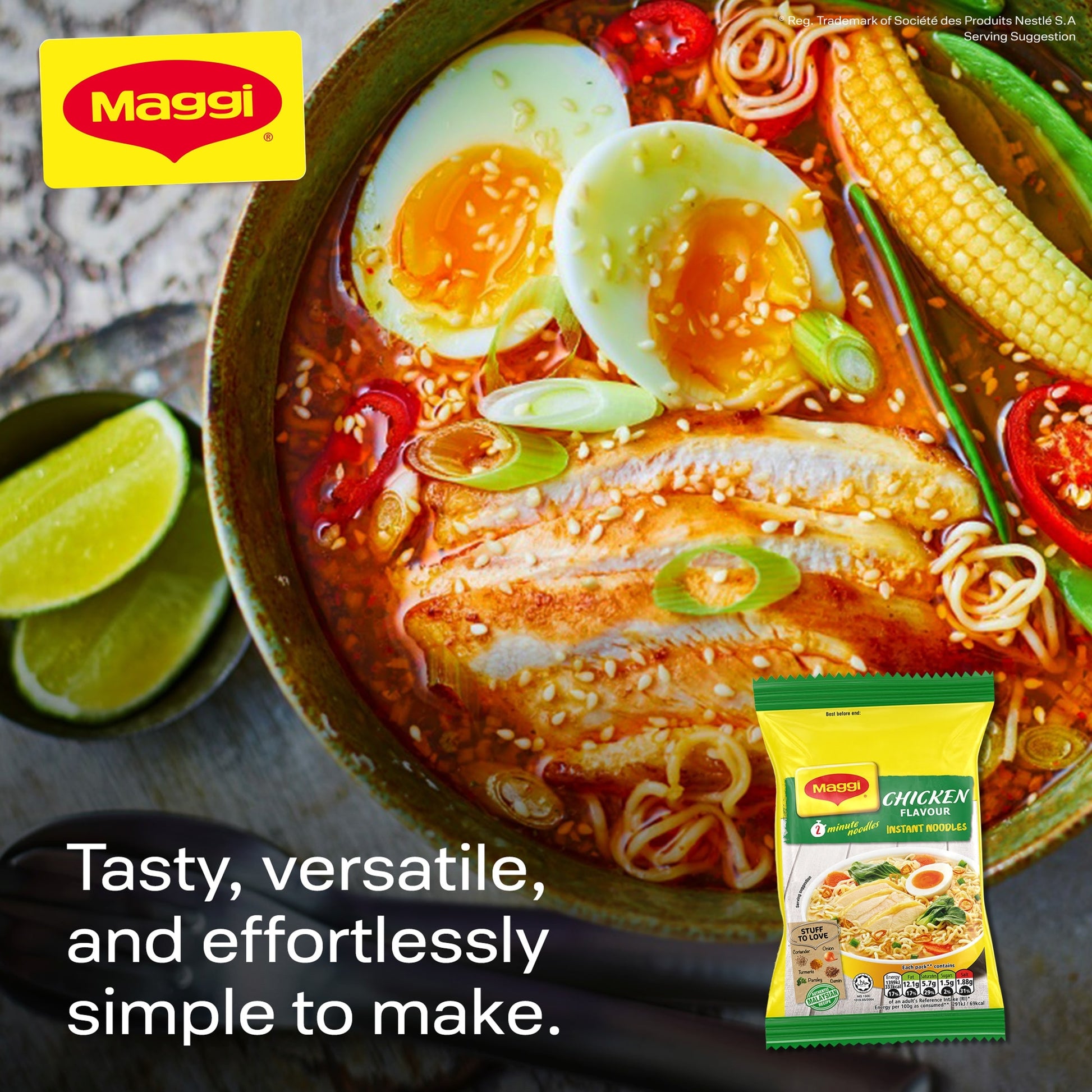 Maggi 2-Minute Instant Noodles - Chicken Flavour 5 x 74g — image 3