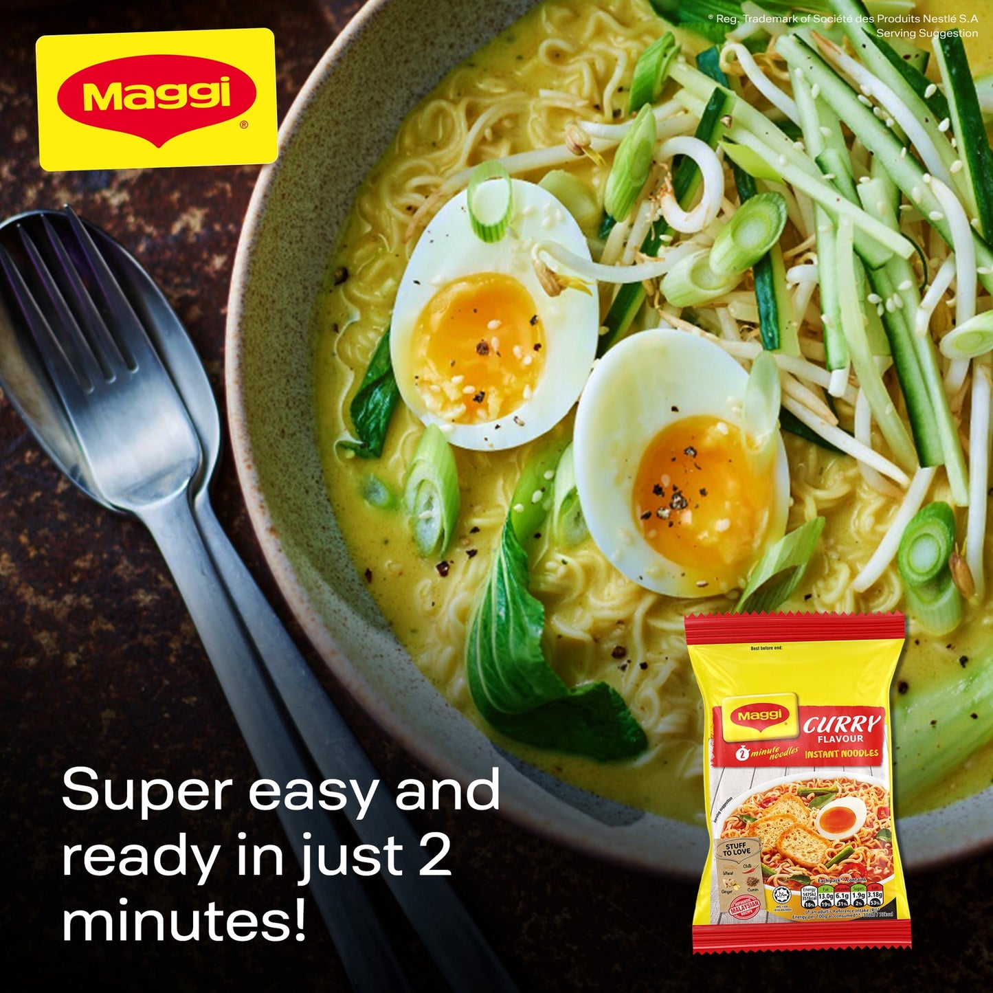Maggi 2-Minute Instant Noodles - Curry Flavour 5x79g — image 2