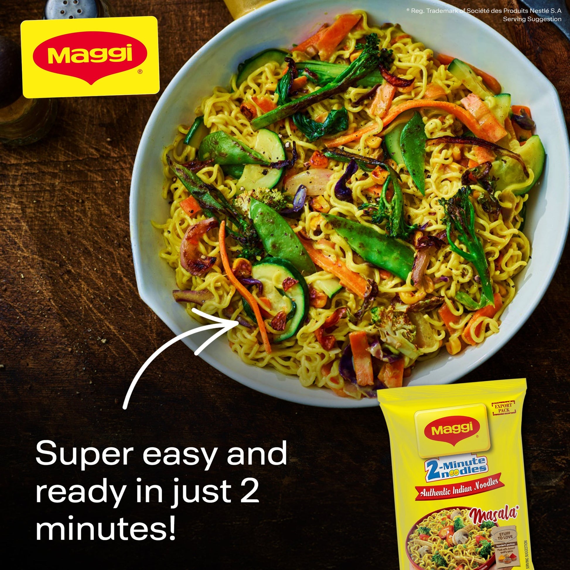 Maggi 2 Minute Masala Flavour Instant Noodles 70g — image 2