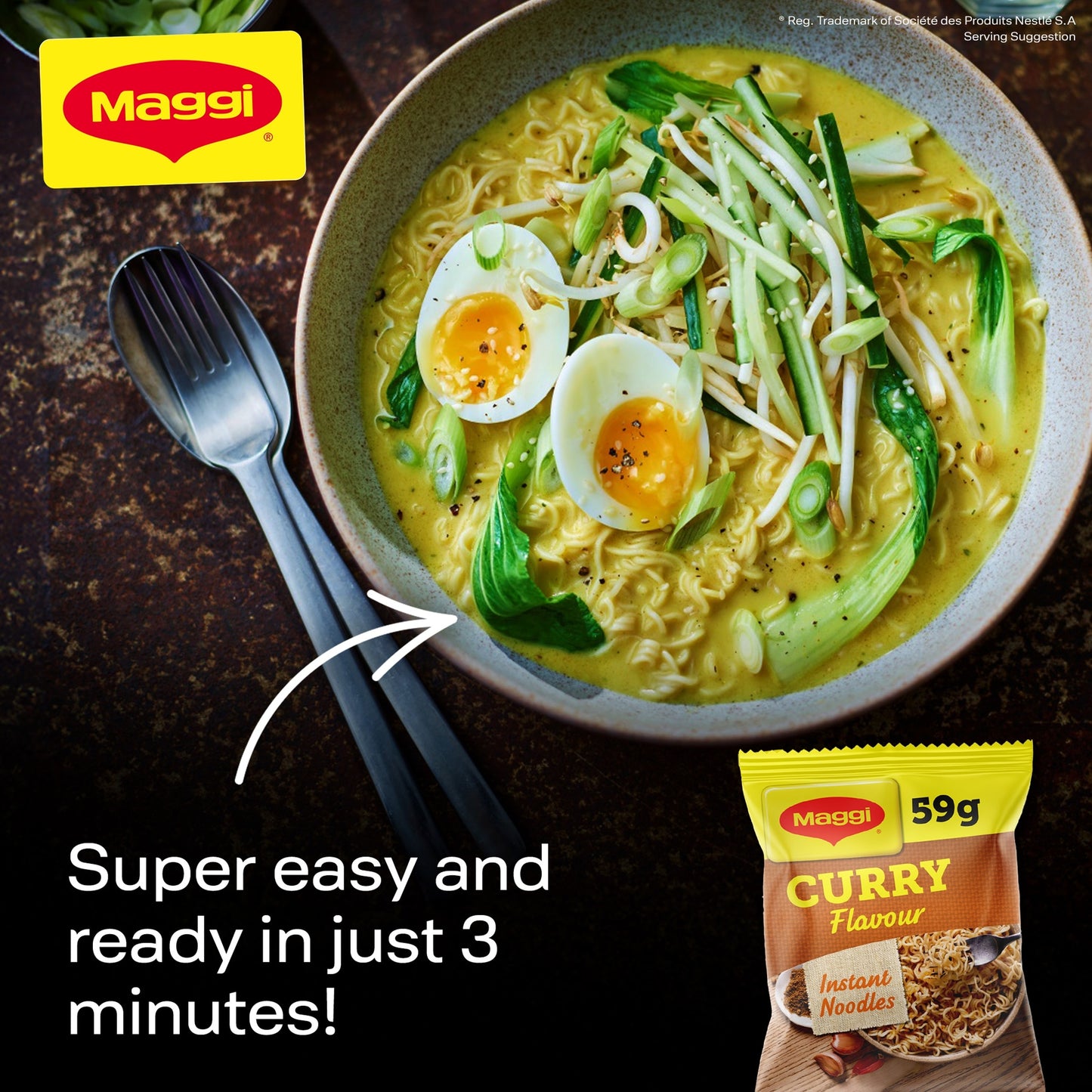 MAGGI 3 Minute Instant Noodles Curry Flavour 59g — image 3