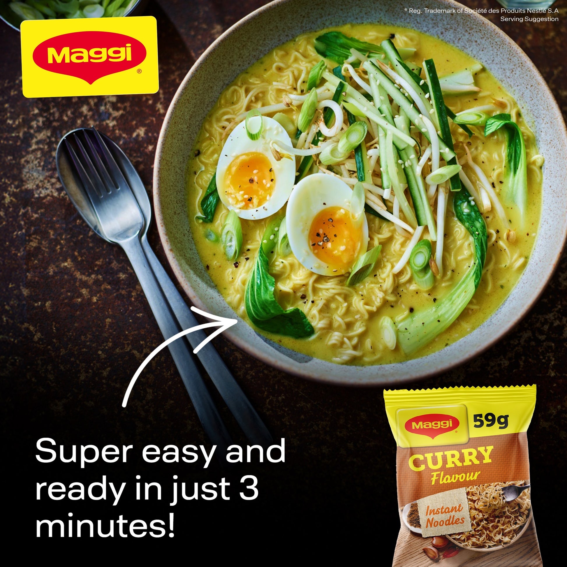 MAGGI 3 Minute Instant Noodles Curry Flavour 59g — image 3