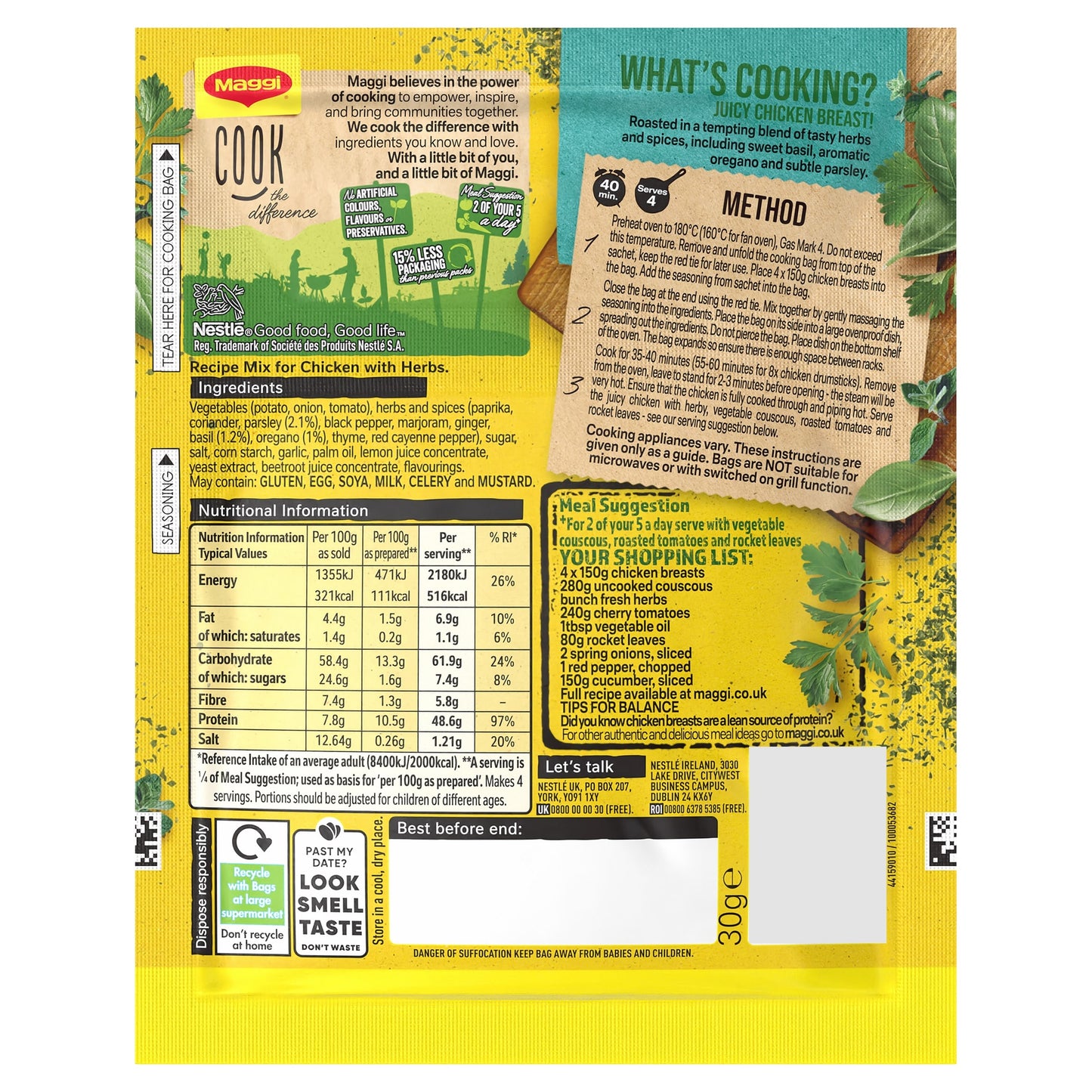Maggi Mixed Herbs Chicken Recipe Mix 30g — image 2