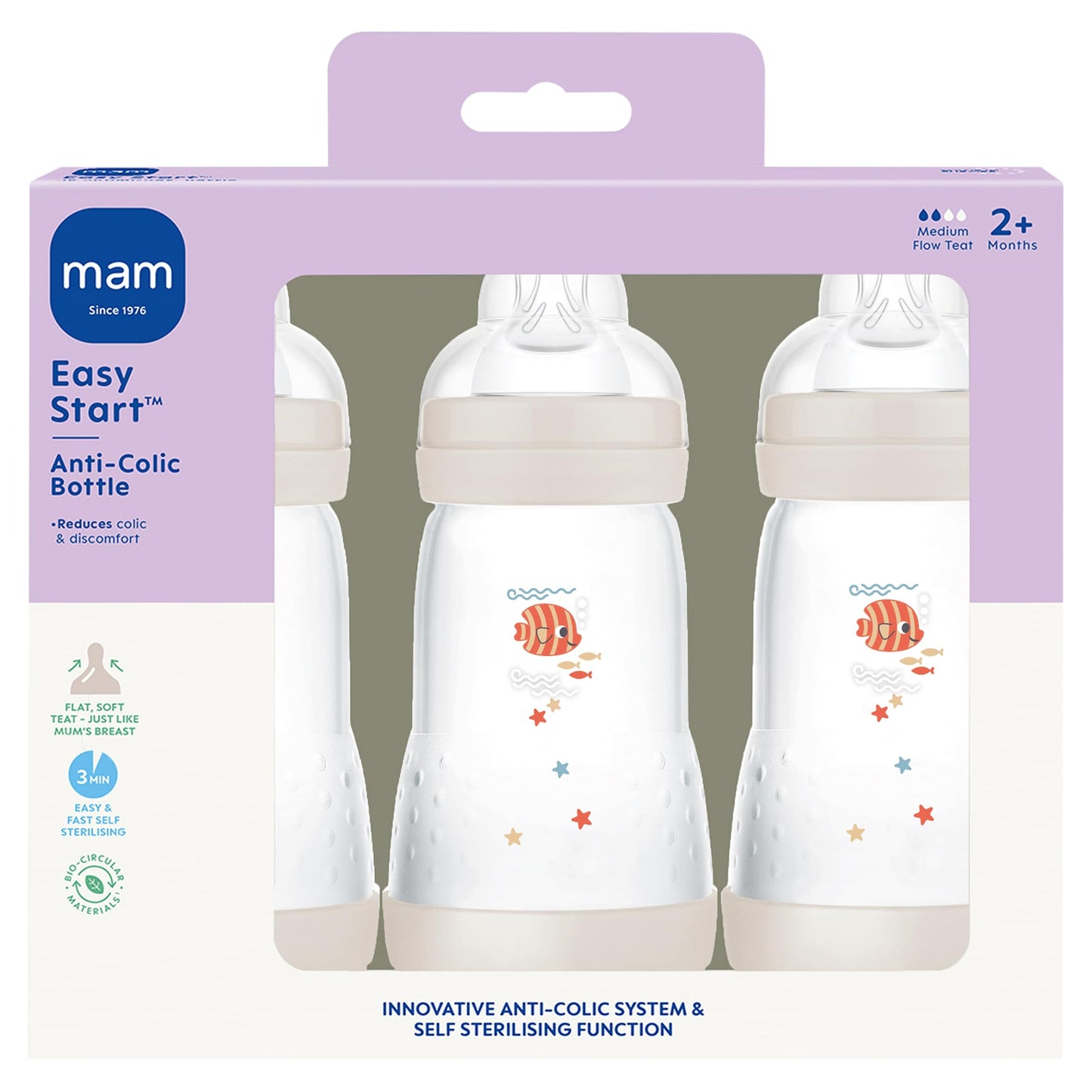 Mam Easy Start Anti-Colic Bottle 2+ Months 3 x 260ml — image 1