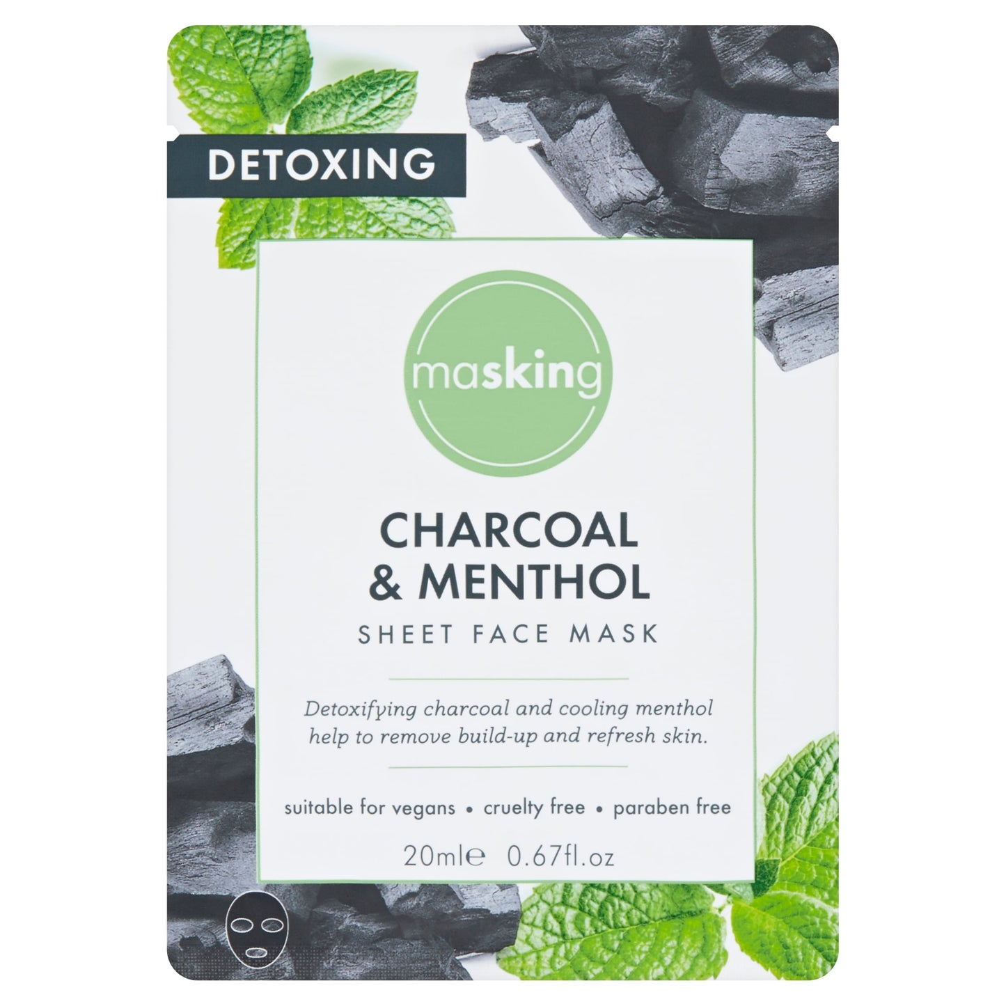 Masking Detoxing Charcoal & Menthol Face Mask 20Ml — image 1