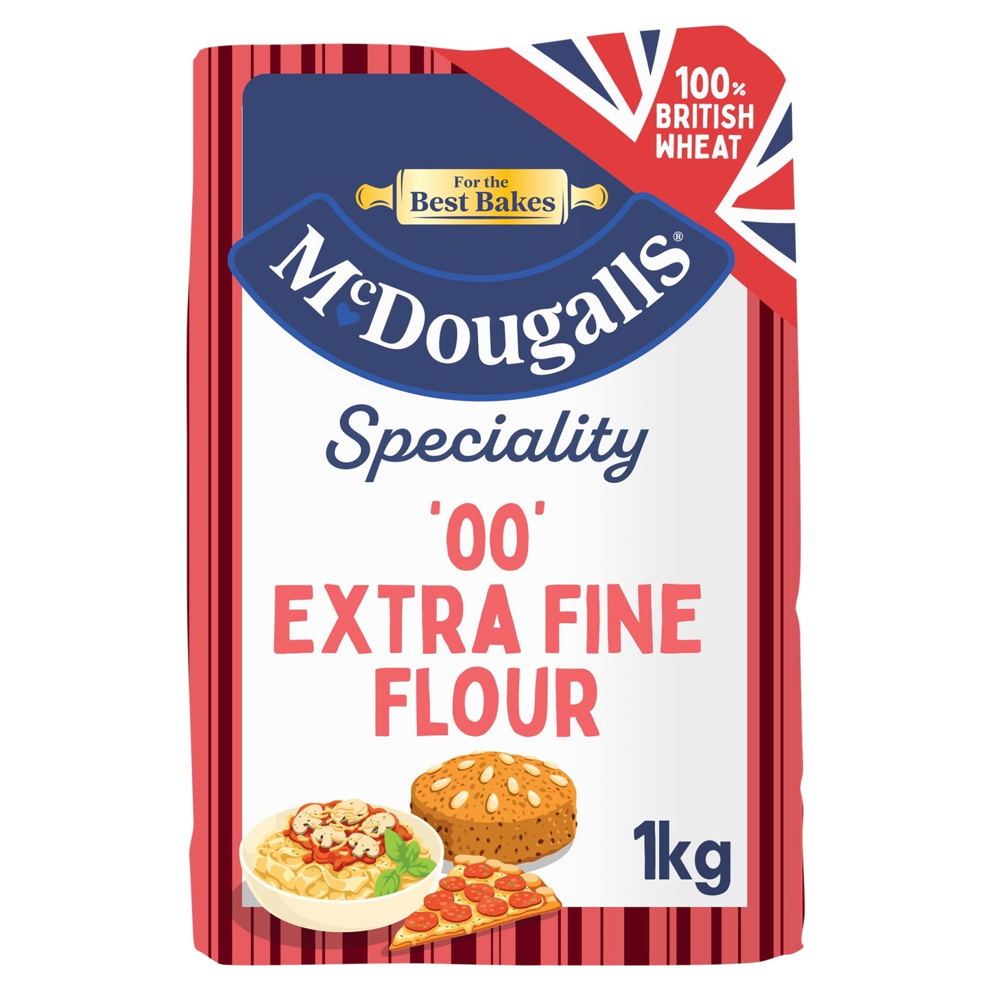 McDougalls Speciality '00' Extra Fine Pasta Pizza Plain Flour 1kg — image 1