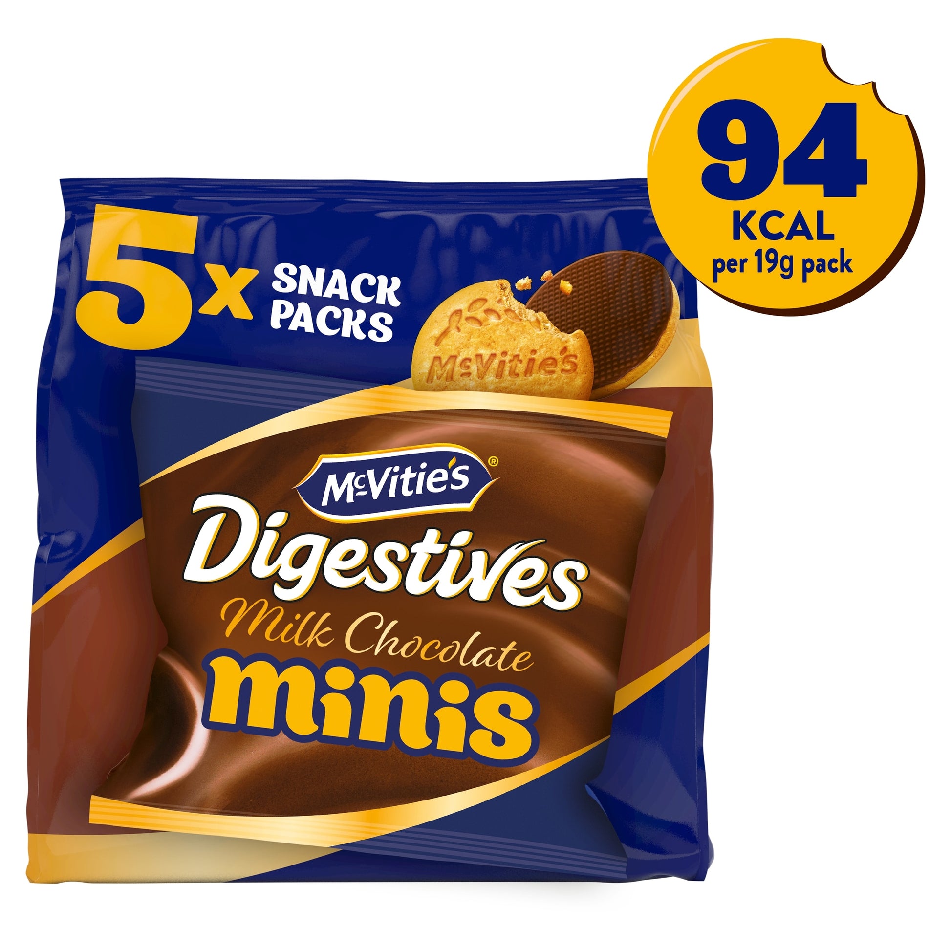 McVitie's Digestives Milk Chocolate Mini Biscuits Snack Multipack 5x19g — image 1