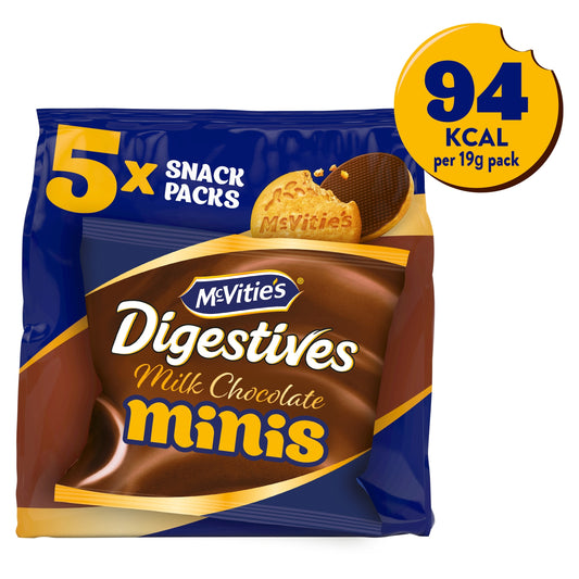 McVitie's Digestives Milk Chocolate Mini Biscuits Snack Multipack 5x19g — image 1