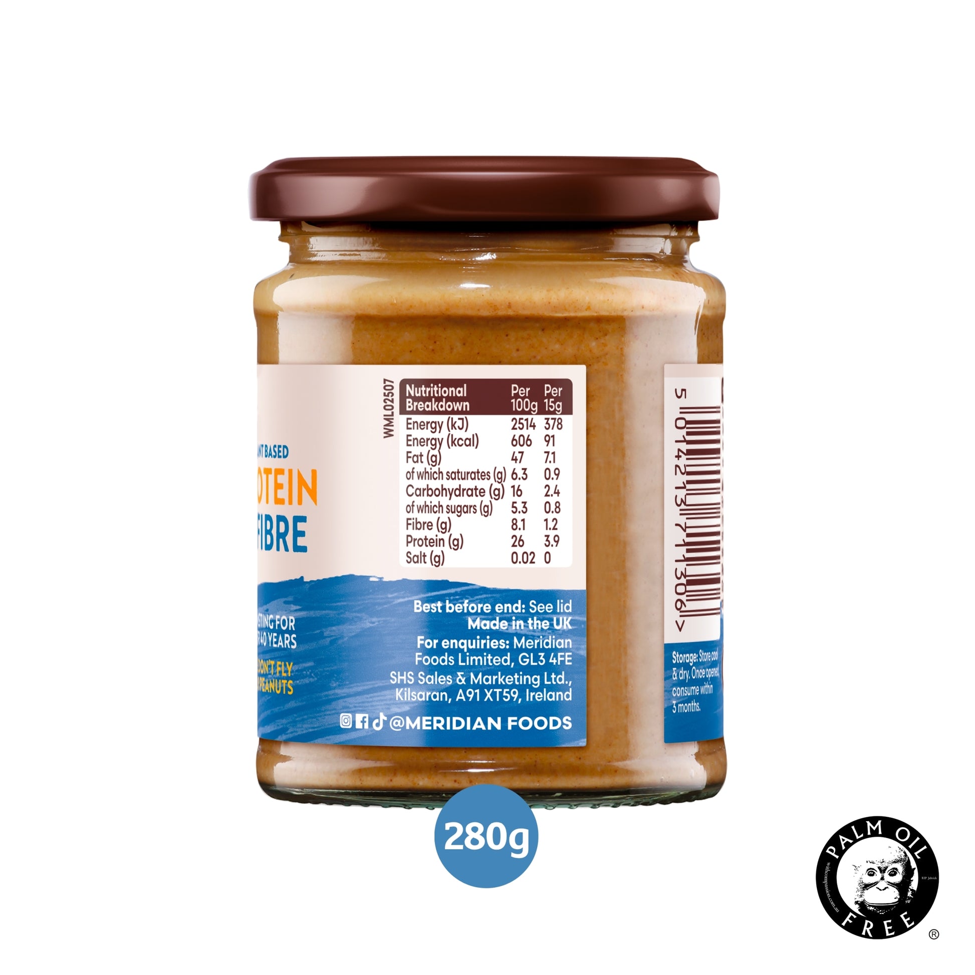 Meridian Smooth Peanut Butter 100% Nuts 280g — image 3