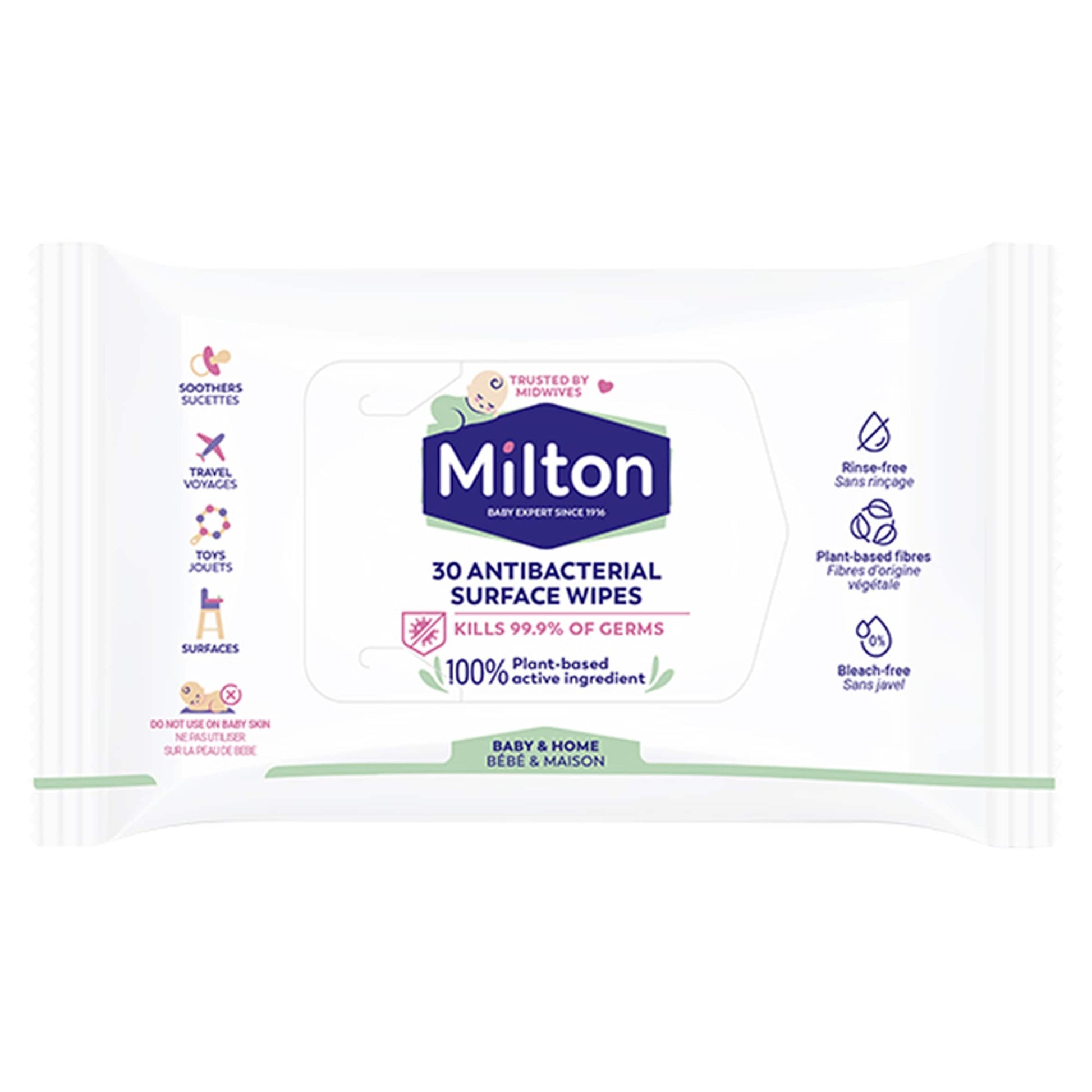 Milton Antibacterial Surface Wipes 30 Pack — image 1