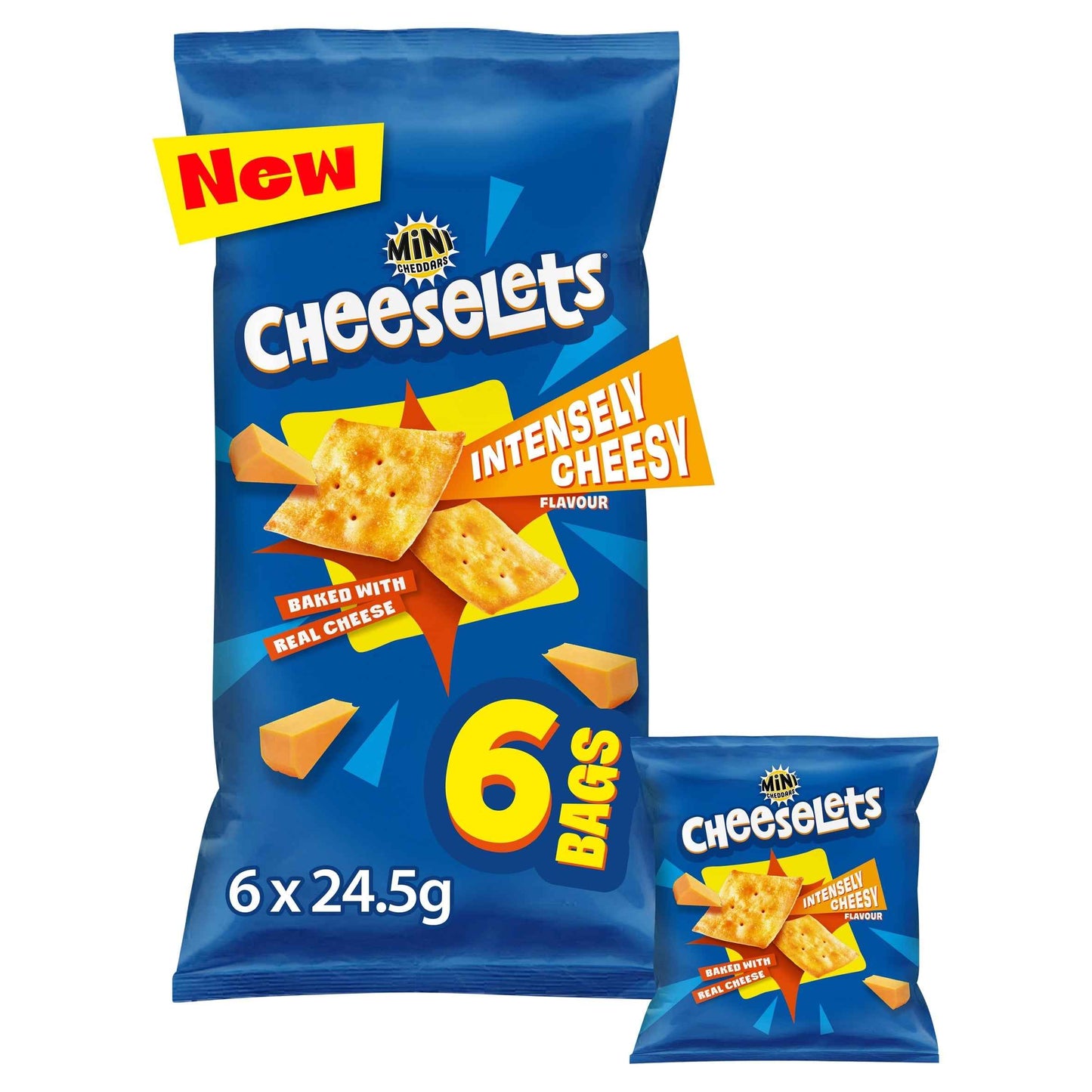 MINI CHEDDARS Cheeselets Baked Snacks 6 X 24.5g