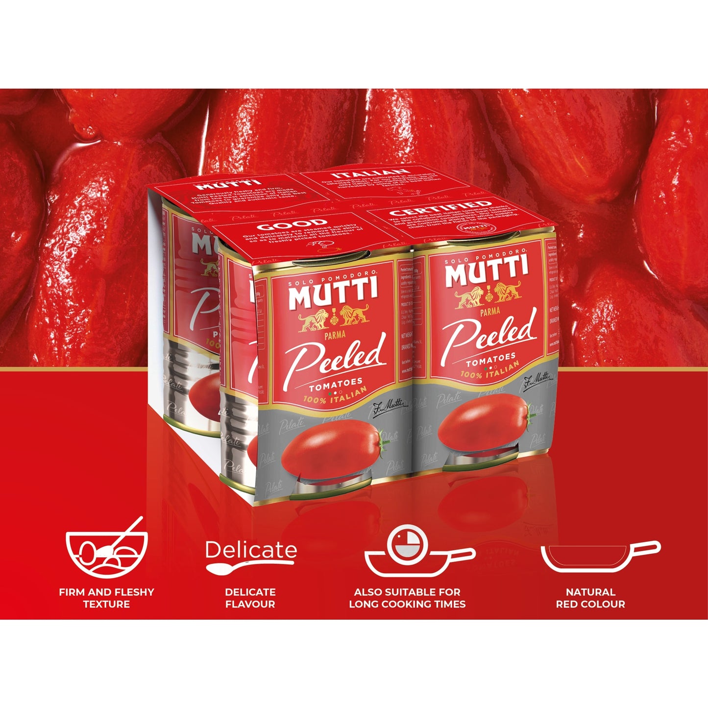Mutti Peeled Whole Plum Tomatoes 4x400g — image 2