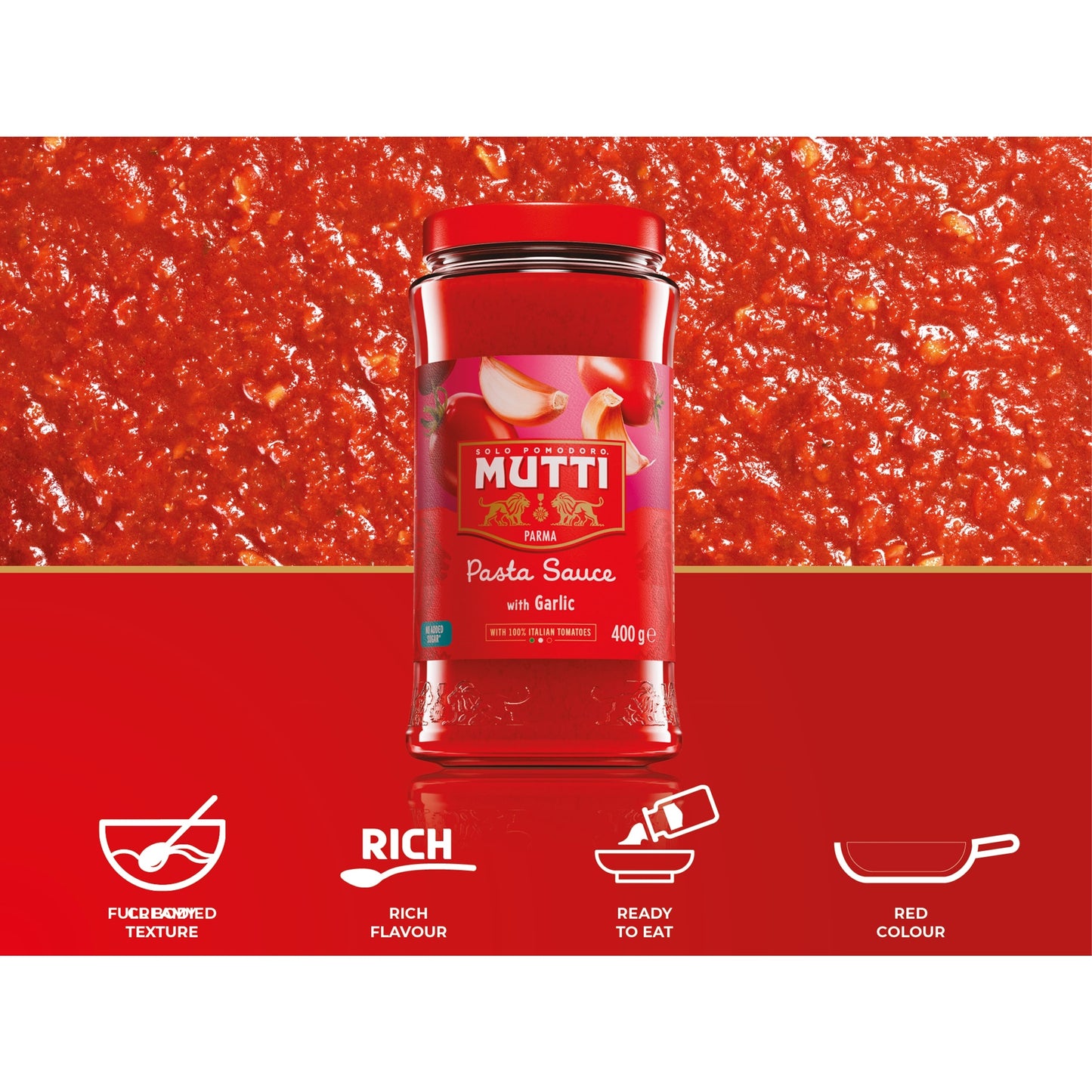Mutti Tomato Pasta Sauce with Garlic 400g — image 2