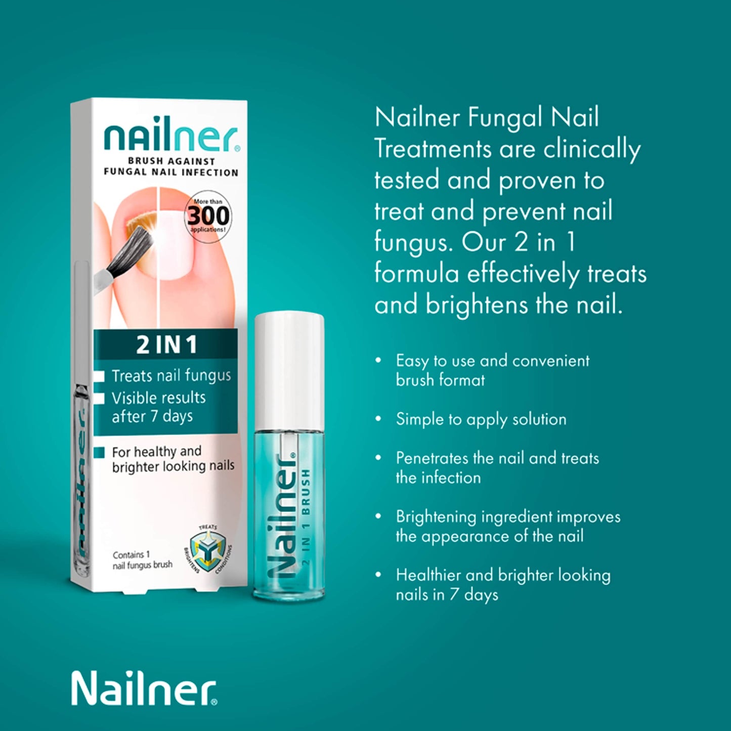 Nailner 2 in 1 Brush Antifungal Nail Treatment 5ml for Fungal Nails — image 2