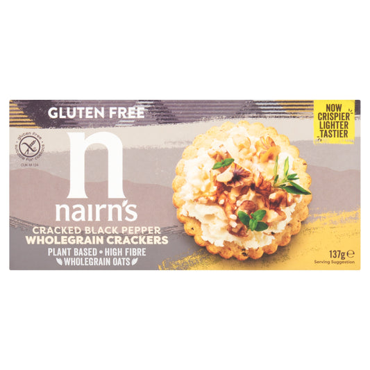 Nairn's Gluten Free Cracked Black Pepper Wholegrain Crackers 137g — image 1