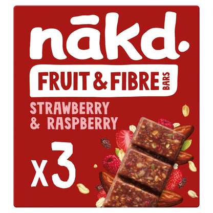 Nakd Fruit & Fibre Strawberry & Raspberry Bars 3 x 44g — image 1