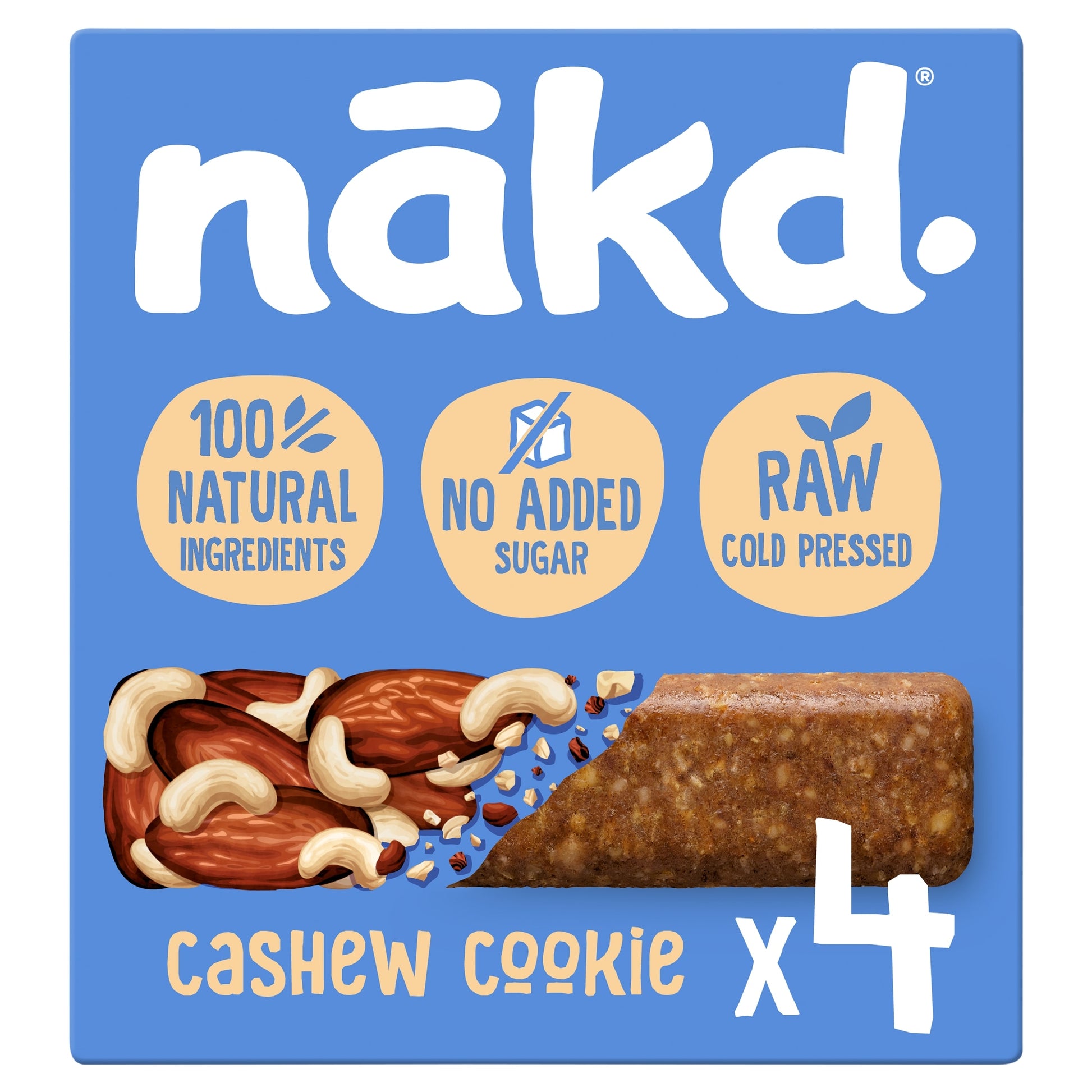 Nakd Fruit & Nut Bars - Cashew Cookie 4 Pack 140g — image 1