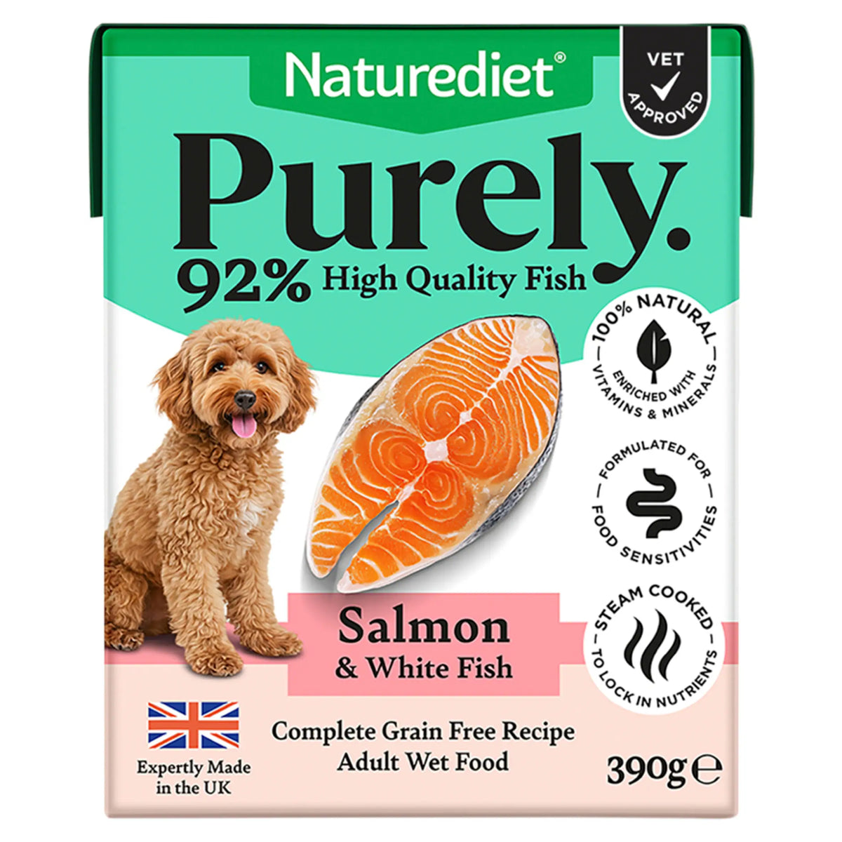 Naturediet Purely Salmon & White Fish Wet Adult Dog Food 390g — image 1