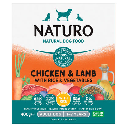 Naturo Adult Chicken Lamb Rice Vegetable Dog Food Tray 400G — image 1