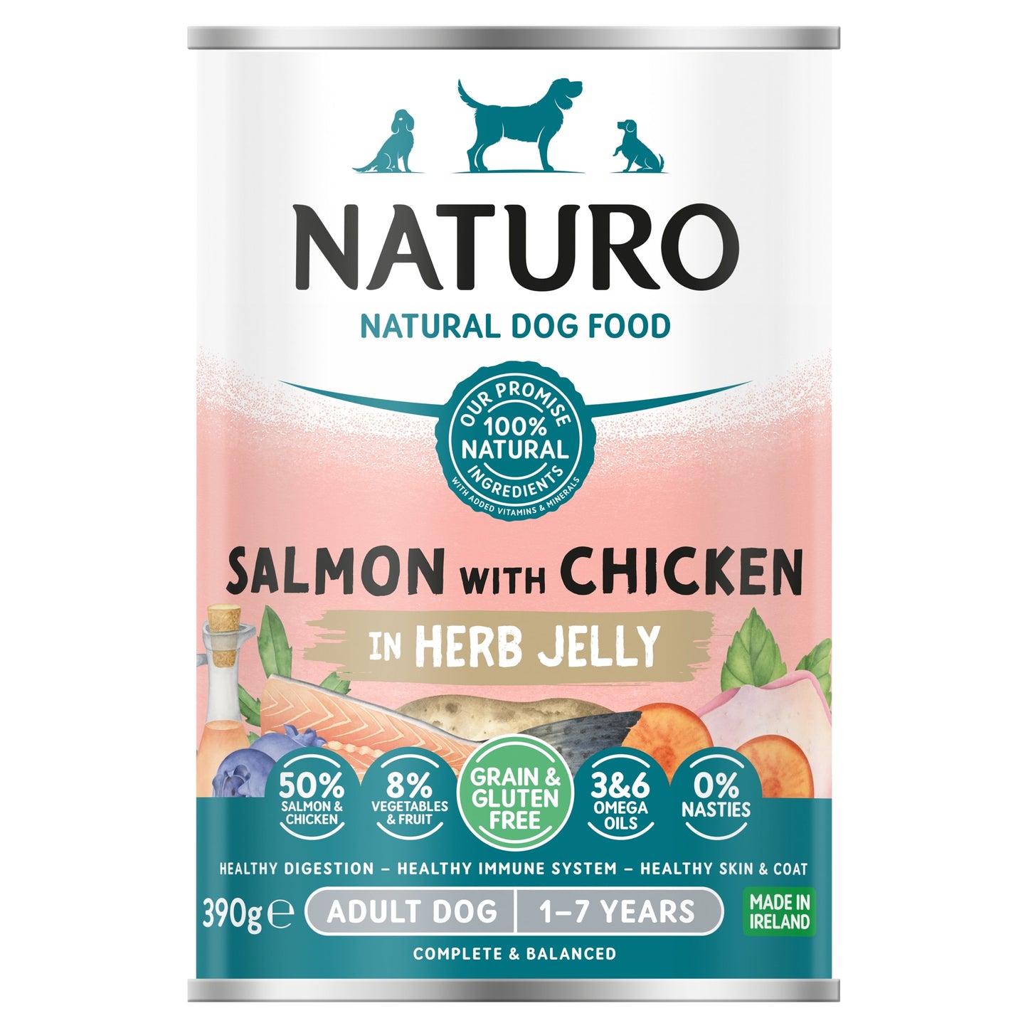 Naturo Adult Dog Food Grain & Gluten Free Salmon 390G — image 1