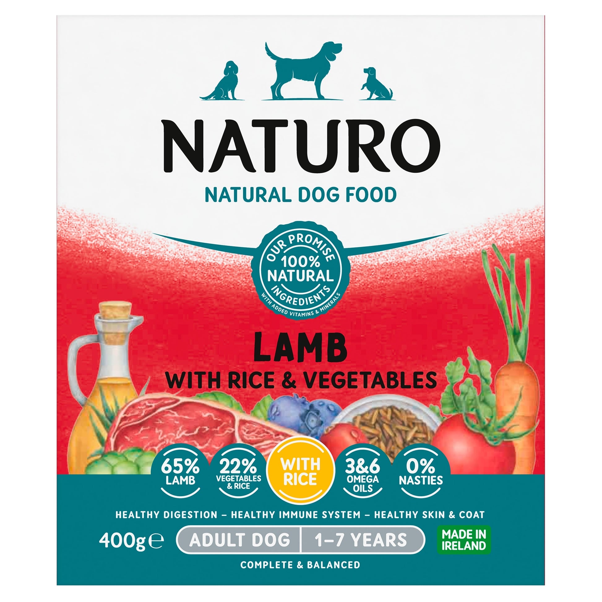 Naturo Adult Lamb & Rice Vegetable Dog Food Tray 400G — image 1