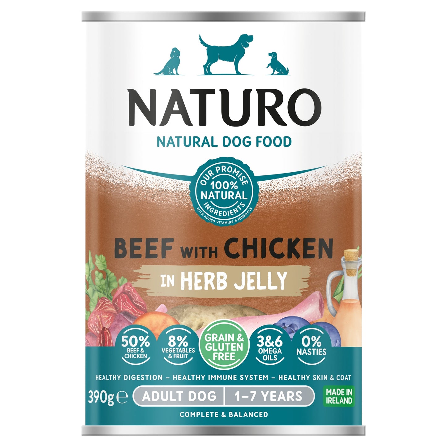 Naturo Grain Free Beef Chicken In Herb Jelly 390G — image 1