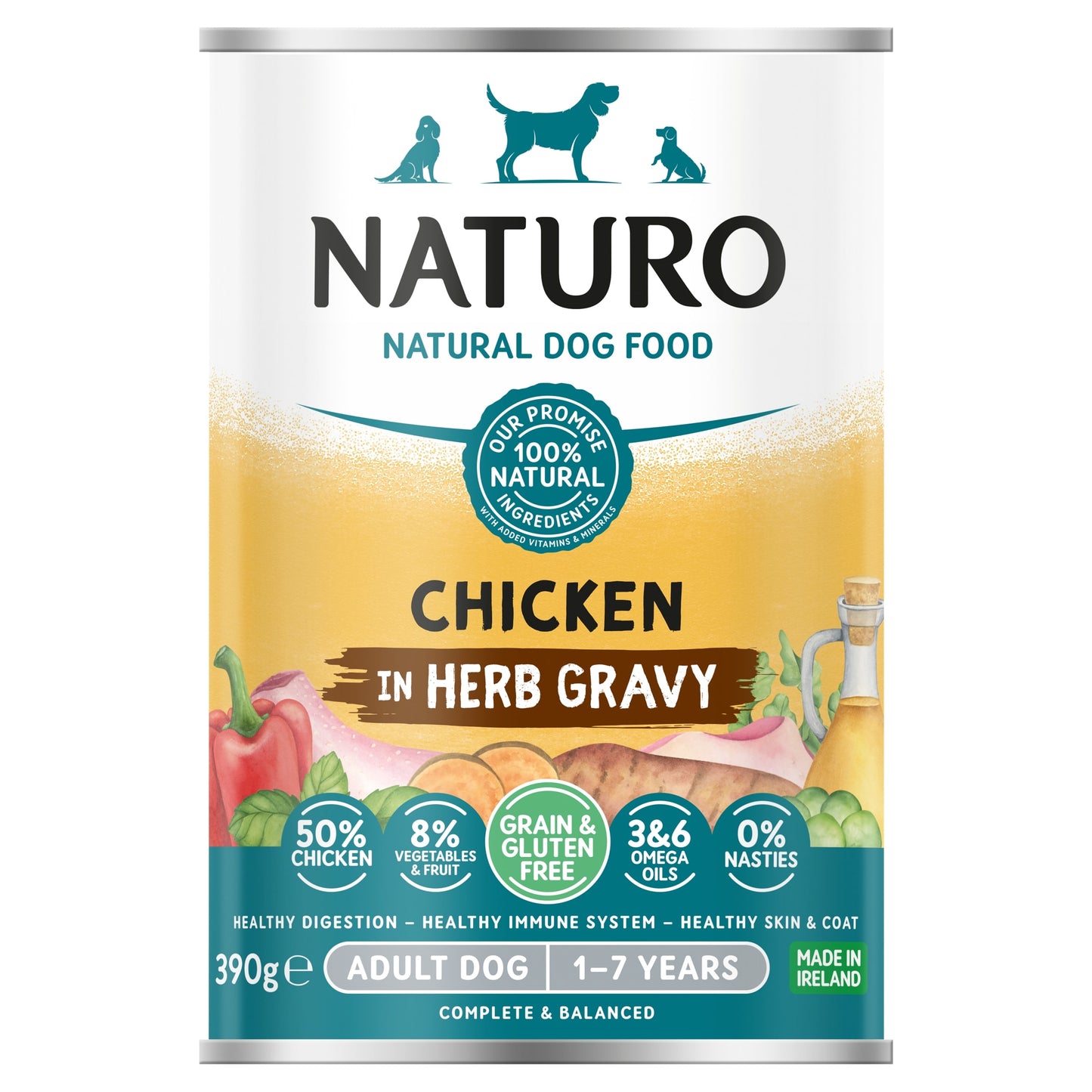 Naturo Grain Free Chicken Tinned Dog Food 390G — image 1