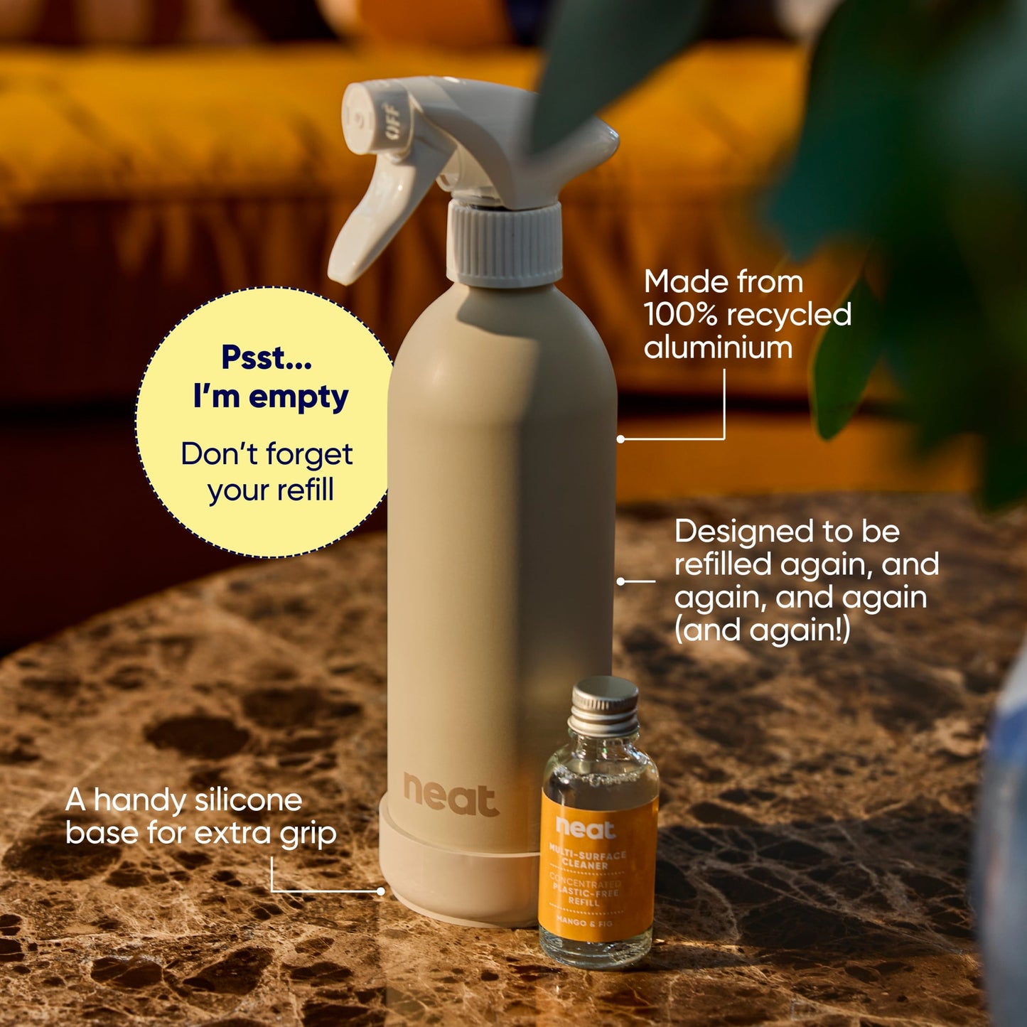 NEAT Refillable Aluminium Stone Bottle for Cleaning Sprays 500ml — image 3