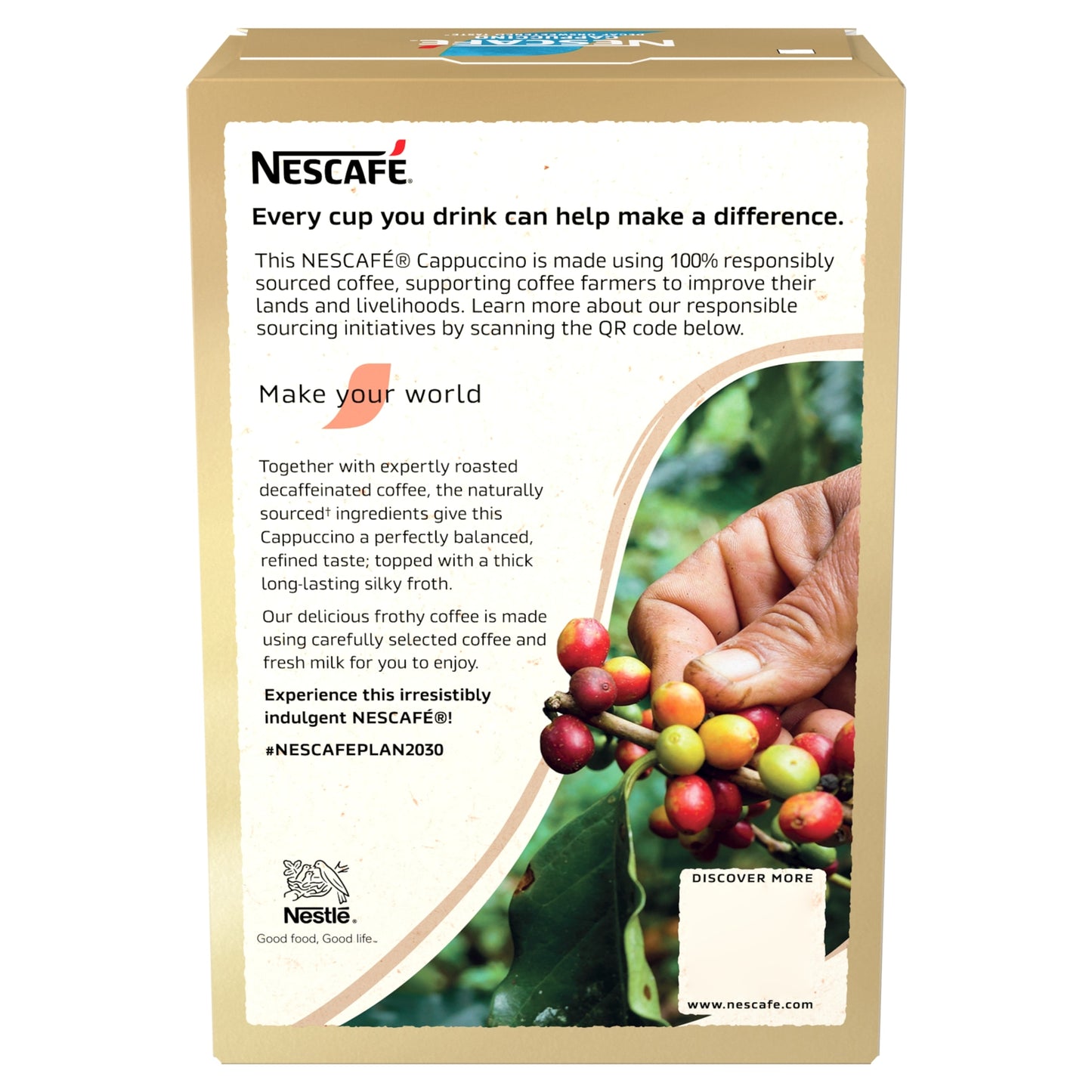 Nescafe Cappuccino Decaf Unsweetened Instant Coffee 7 Sachets — image 2