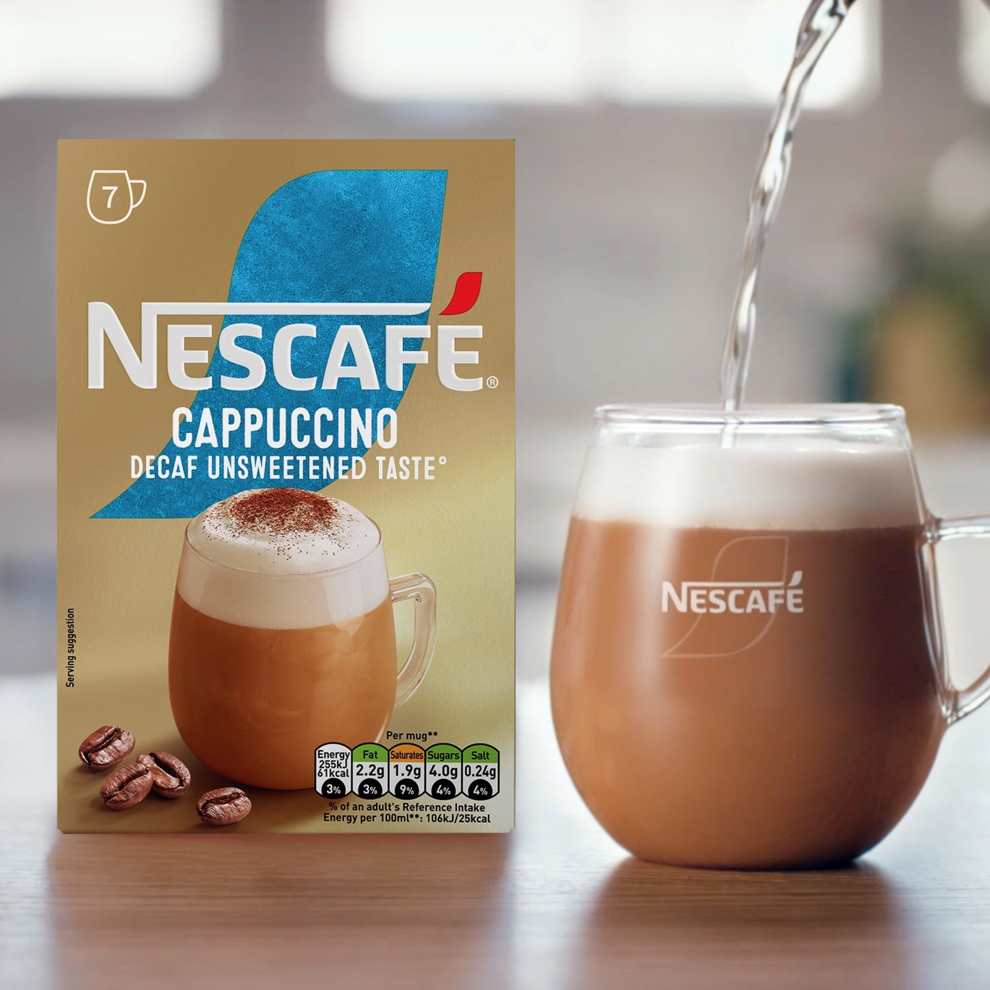 Nescafe Cappuccino Decaf Unsweetened Instant Coffee 7 Sachets — image 3
