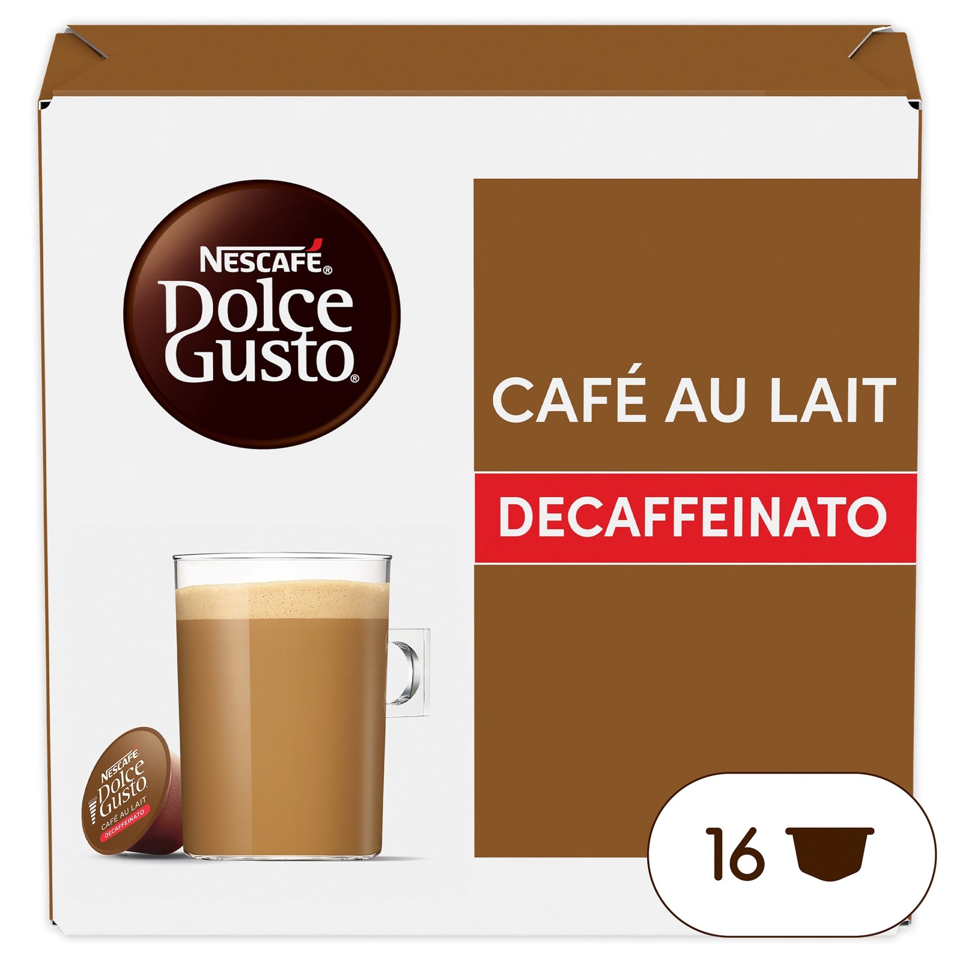 Nescafe Dolce Gusto Cafe Au Lait Decaff Coffee Pods x16 160g — image 1