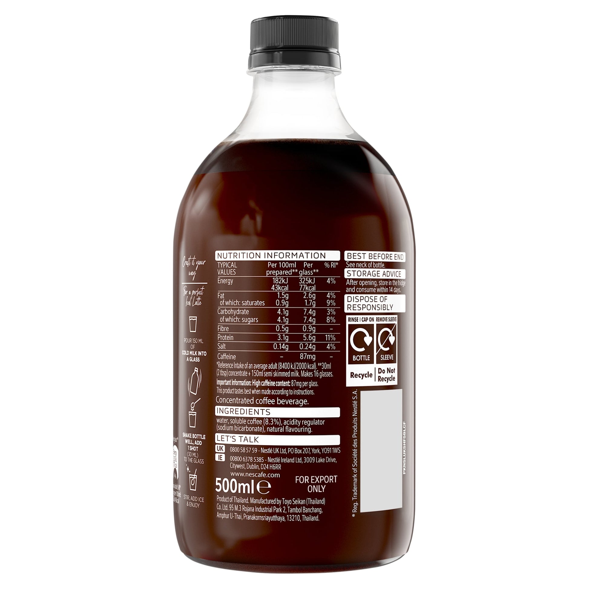 Nescafe Iced Coffee Espresso Concentrated Unsweetened 500ml — image 2