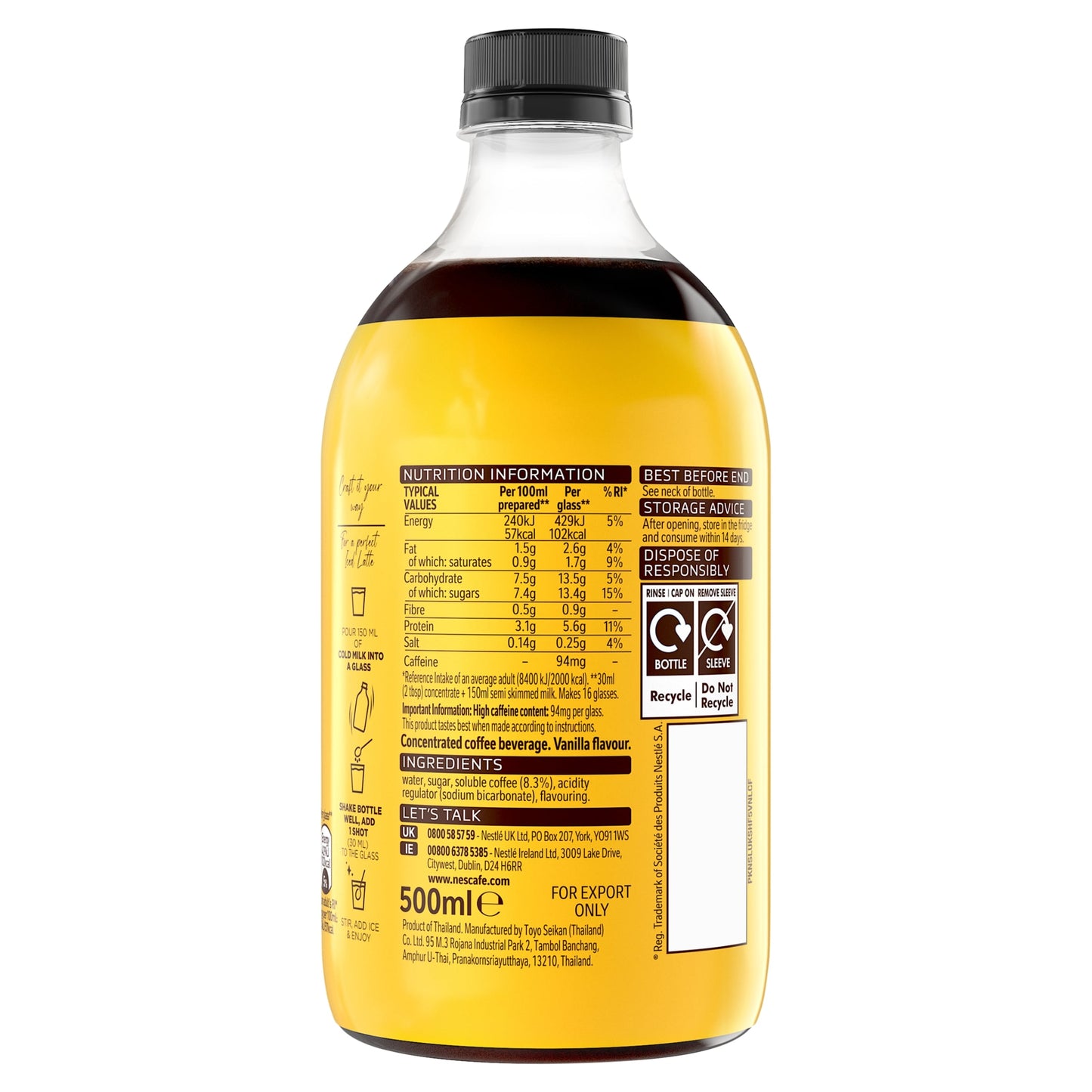 Nescafe Iced Coffee Espresso Concentrated Vanilla Flavour 500ml — image 2