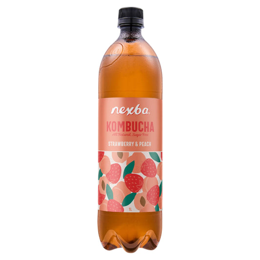 Nexba Strawberry & Peach Kombucha Drink 1 Litre — image 1
